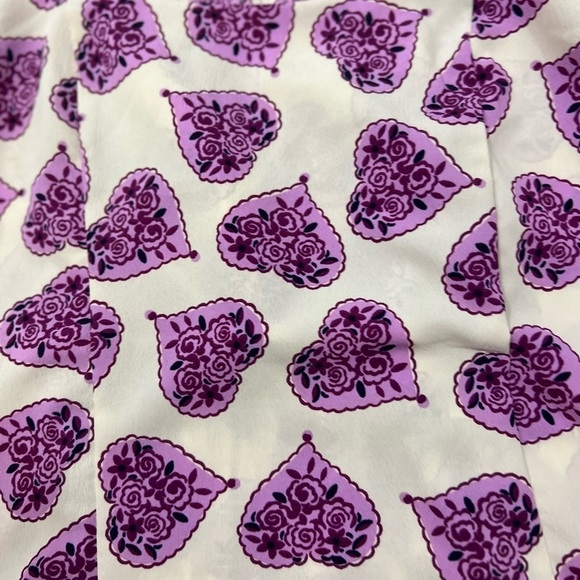 Celia Birtwell for Next Cream Pink/Purple Floral Heart Print Peasant Top Blouse - Picture 6 of 14